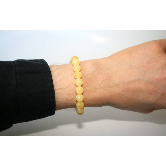Real Royal White BALTIC Amber Bracelet, Egg Yolk Amber, 100% NATURAL Amber 8-9mm - Picture 6 of 8